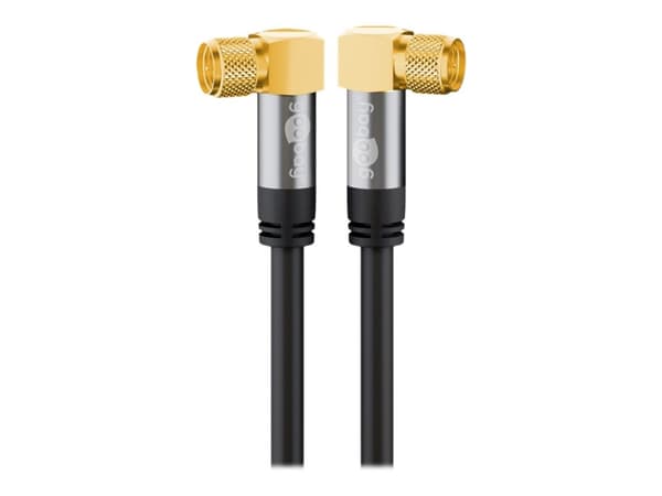 goobay - Antennkabel - F-kontakt hane vinklad till F-kontakt hane vinklad - 3 m - sköldad i fyra lager - 135 dB - svart - fast