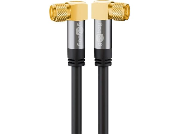 goobay - Antennkabel - F-kontakt hane vinklad till F-kontakt hane vinklad - 3 m - sköldad i fyra lager - 135 dB - svart - fast