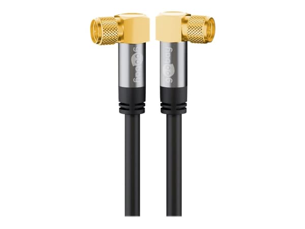 goobay - Antennkabel - F-kontakt hane vinklad till F-kontakt hane vinklad - 10 m - sköldad i fyra lager - 135 dB - svart - fast
