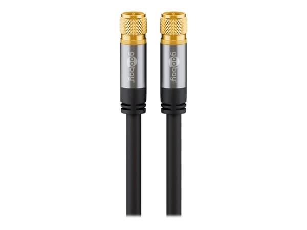 goobay - Antennekabel - F-kopling hann til F-kopling hann - 1 m - firenivåsskjerming - 135 dB - svart - solid