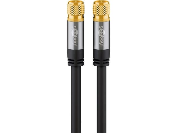 goobay - Antennekabel - F-kopling hann til F-kopling hann - 1 m - firenivåsskjerming - 135 dB - svart - solid