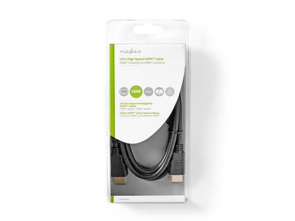 Nedis - HDMI-kabel - HDMI hann rett til HDMI hann rett - 2 m - svart - rund, 4K-støtte