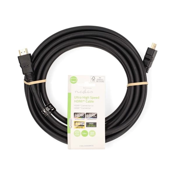 Nedis Ultra High Speed HDMI ™ Cable | HDMI ™ -kontakt | HDMI ™ -kontakt | 8K@60Hz | 48 Gbps | 5.00 m | Rund | 8.3 mm | Sort | Label