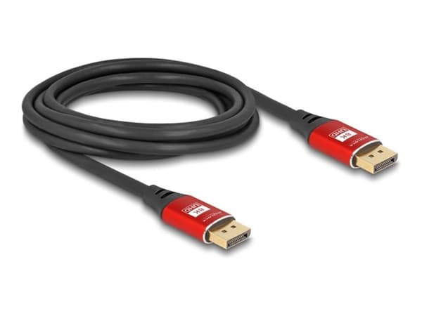 Delock - DisplayPort-kabel - DisplayPort (hann) til DisplayPort (hann) - DisplayPort 1.4 - 3 m - 8K 60 Hz (7680 x 4320) støtte (DSC) - sort / rød