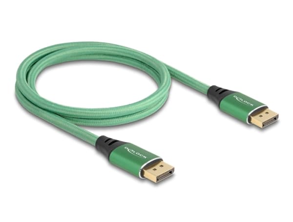 DeLOCK DisplayPort Cable 16K 60 Hz 1 m green metal, 1 m, DisplayPort, DisplayPort, Male, Male, 15360 x 8640 pixels