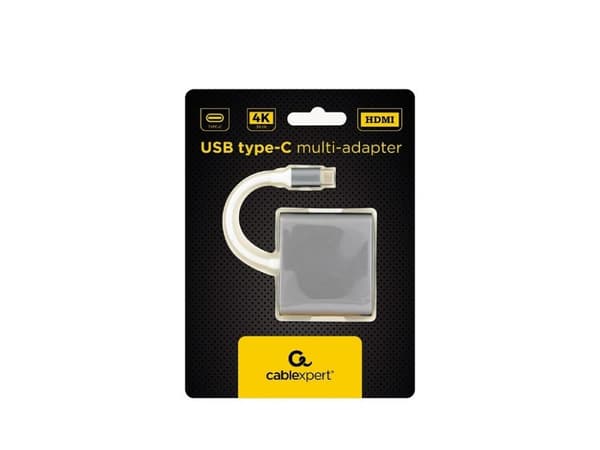 Gembird A-CM-HDMIF-02-SG - Videokort - 24 pin USB-C hane till HDMI, USB typ A, USB-C (enbart ström) hona - stöd för 4K