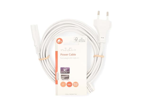 Nedis CEGL11040WT30, 3 m, Strømplugg type C, IEC 320