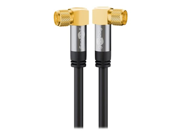 goobay - Antennekabel - F-kopling hann vinklet til F-kopling hann vinklet - 5 m - firenivåsskjerming - 135 dB - svart - solid