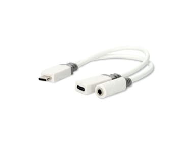 Nedis CCBW64922WT01, 0,1 m, USB Type-C, USB Type-C + 3.5mm, Hankjønn, Hankjønn/hunkjønn, Rett