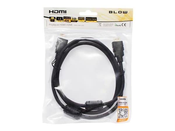 BLOW 92-646#, 1,5 m, HDMI Type A (Standard), 3 x HDMI Type A (Standard), 3D, 18 Gbit/sek., Svart