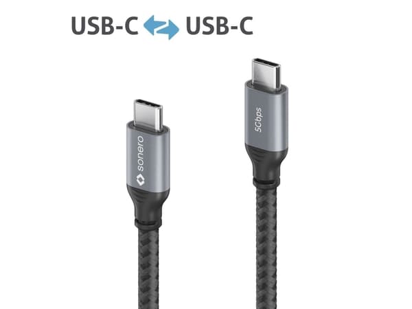 sonero SPC-U320-005, 0,5 m, USB C, USB C, USB 3.2 Gen 1 (3.1 Gen 1), 5 Gbit/s, Svart, Grå