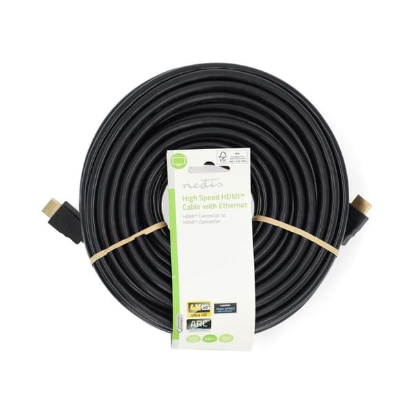 Nedis High Speed ​​HDMI ™ Kaapeli Ethernet | HDMI™ liitin | HDMI™ liitin | 4K@60Hz | ARC | 18 Gbps | 20.0 m | Pyöreä | PVC | Musta | Label