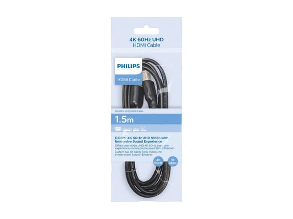 Philips SWV5510/00, 1,5 m, HDMI Type A (Standard), HDMI Type A (Standard), 3D, 18 Gbit/sek., Svart