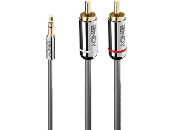 Lindy 35334, 3.5mm, Hankjønn, 2 x RCA, Hankjønn, 2 m, Antrasitt