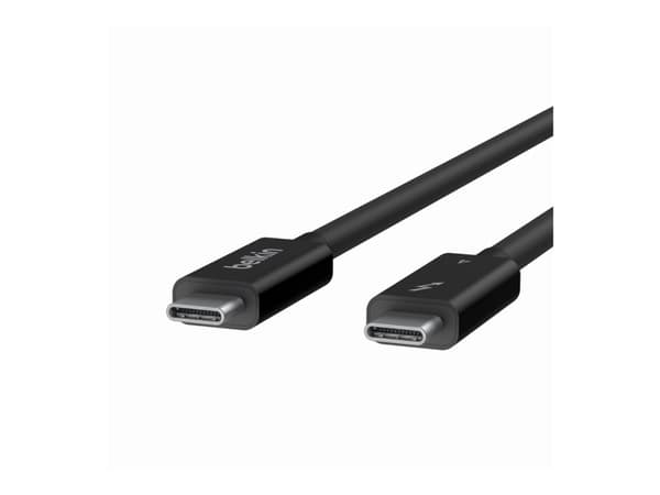 Belkin CONNECT - Thunderbolt-kabel - 24 pin USB-C (hane) vändbar till 24 pin USB-C (hane) vändbar - Thunderbolt 4 - 1 m - passiv, USB-strömförsörjnin