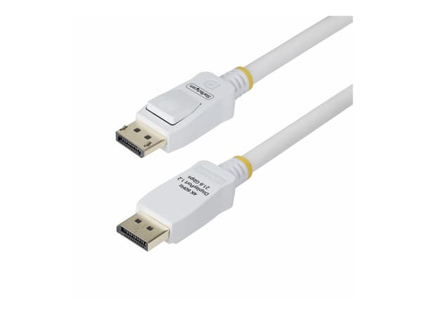 StarTech.com 6ft White VESA Certified DisplayPort 1.2 Cable with Latches - DisplayPort-kabel - DisplayPort (hann) låst til DisplayPort (hann) låst -