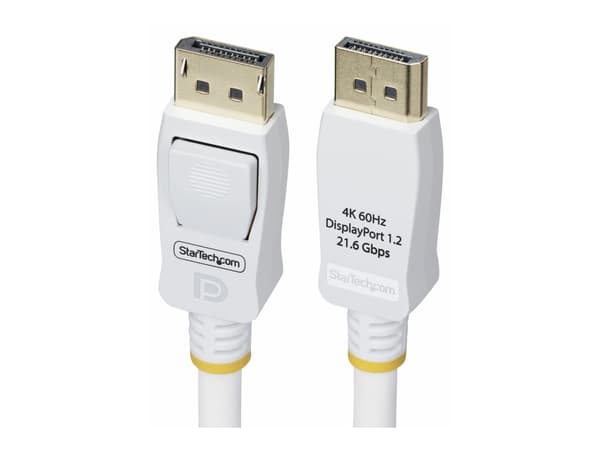 StarTech.com 6ft White VESA Certified DisplayPort 1.2 Cable with Latches - DisplayPort-kabel - DisplayPort (hann) låst til DisplayPort (hann) låst -