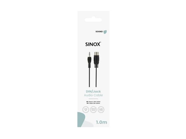 Sinox 5-pin DIN til mini jack kabel. 1m. Sort