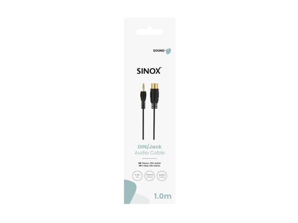 Sinox 5-pin DIN til mini jack kabel. 1m. Sort