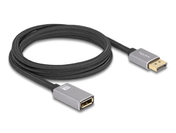 Delock - DisplayPort-förlängningskabel - DisplayPort (hane) till DisplayPort (hona) - DisplayPort 1.4 - 2 m - 8K UHD-stöd (7680 x 4320), upp till 32,