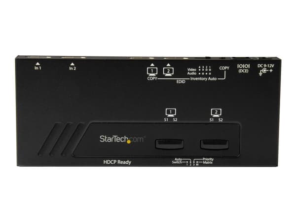 StarTech.com 2x2 HDMI Matrix Switcher - 4K UltraHD HDMI Switch with Fast Switching, Auto-Sensing and Serial Control (VS222HD4K) - Video/audio switch