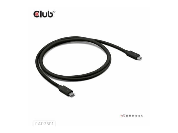 Club 3D - USB-kabel - 24 pin USB-C (hane) till 24 pin USB-C (hane) - USB 3.2 Gen 2 / USB4 / Thunderbolt 3 / Thunderbolt 4 / Thunderbolt 5 - 1 m - 8K2