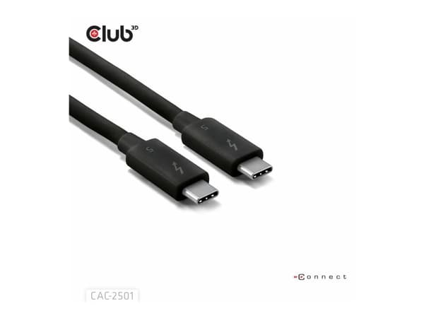 Club 3D - USB-kabel - 24 pin USB-C (hane) till 24 pin USB-C (hane) - USB 3.2 Gen 2 / USB4 / Thunderbolt 3 / Thunderbolt 4 / Thunderbolt 5 - 1 m - 8K2