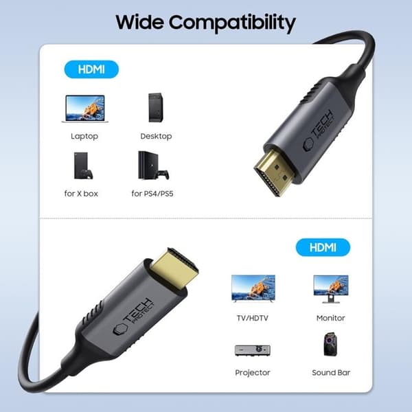 Tech-Protect HDMI till HDMI 2.1 4k 120hz/8k 60hz 200cm Ultraboost