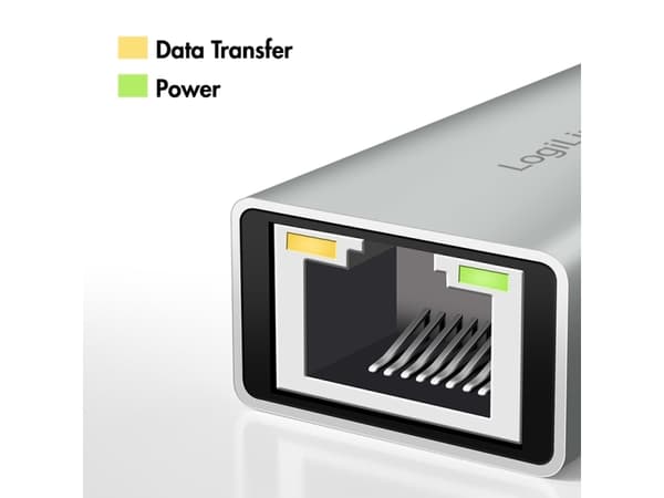 LogiLink UA0238B, Kabel, USB Type-A/USB Type-C, Ethernet, 1000 Mbit/s, Grå