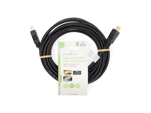 Nedis CVGL34060BK50, 5 m, HDMI Typ A (standard), HDMI Typ A (standard), 3D kompatibilitet, 18 Gbit/s, Svart
