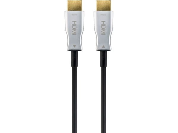 Goobay 65566, 10 m, HDMI Type A (Standard), HDMI Type A (Standard), 3D, 18 Gbit/s, Sort, Sølv