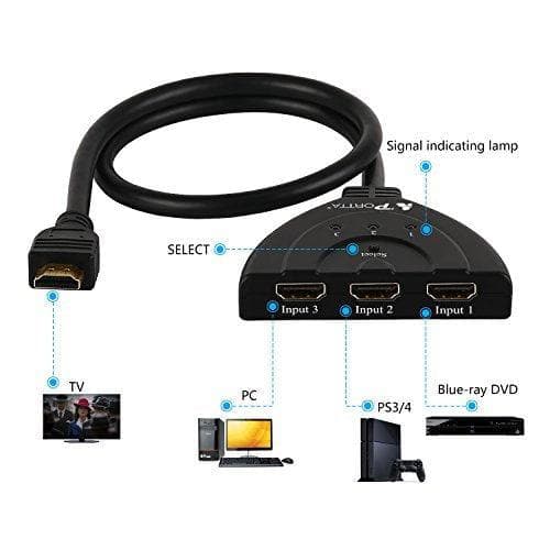 NÖRDIC HDMI Pigtail Switch 3 til 1 UHD 4KX2K 60Hz Support for HDCP, 3D, Dolby, DTS