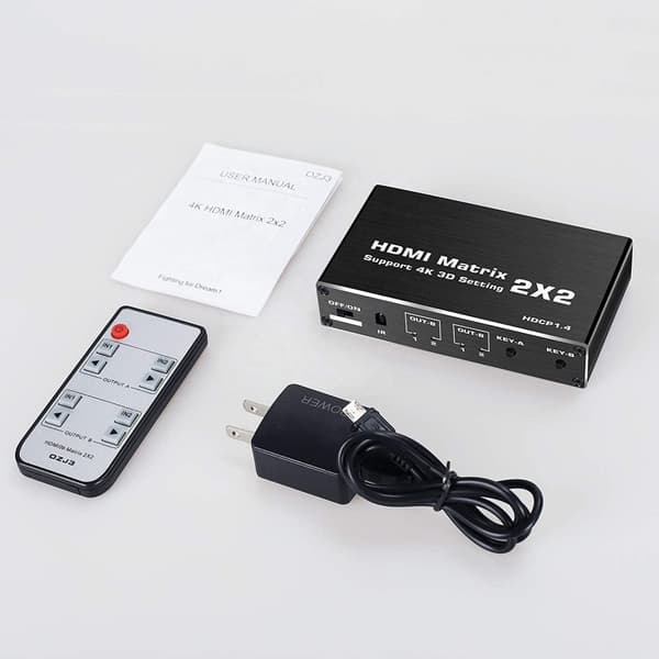 NÖRDIC Matrix HDMI Switch 2 til 2 HDMI 2.0 4K 60Hz HDCP1.4 3D YUV 4: 2: 0