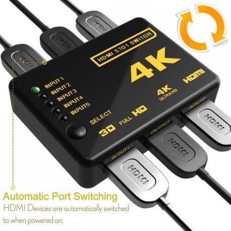 HDMI Switch 5x1 - Med fjärrkontroll 4k / 1080p / 720P