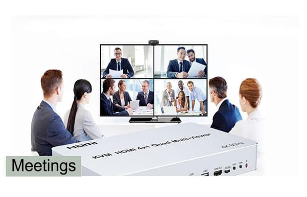 NÖRDIC KVM Switch 4xPC til 1xHDMI 4K 60Hz Quad Multi-Viewer med 4xUSB-A