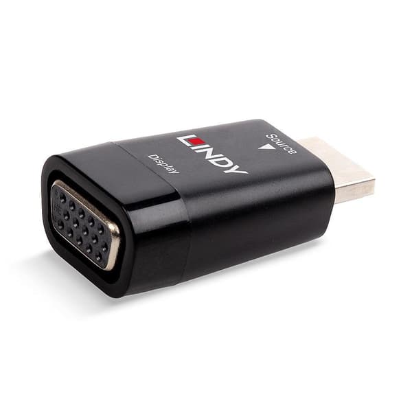 Lindy - Video-/ljudadapter - HDMI / VGA - HDMI 19-stift (M) - HD-15 (F) (38194)