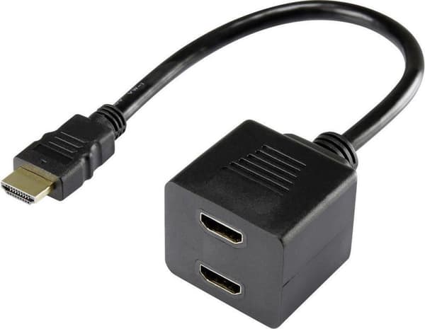 Renkforce HDMI Y-adapter [1x HDMI-stik - 2x HDMI-stik] Sorte guldbelagte stikkontakter
