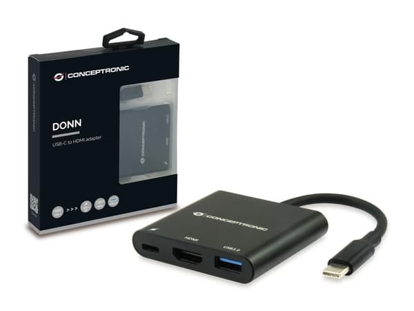 Conceptronic DONN01B USB-C til HDMI-adapter, sort