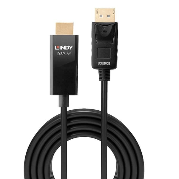 Lindy - Videokabel - DisplayPort / HDMI - DisplayPort (M) til HDMI (M) - 2.0m - skærmet - sort - rund, 4K-understøttelse, aktiv chip (40926)