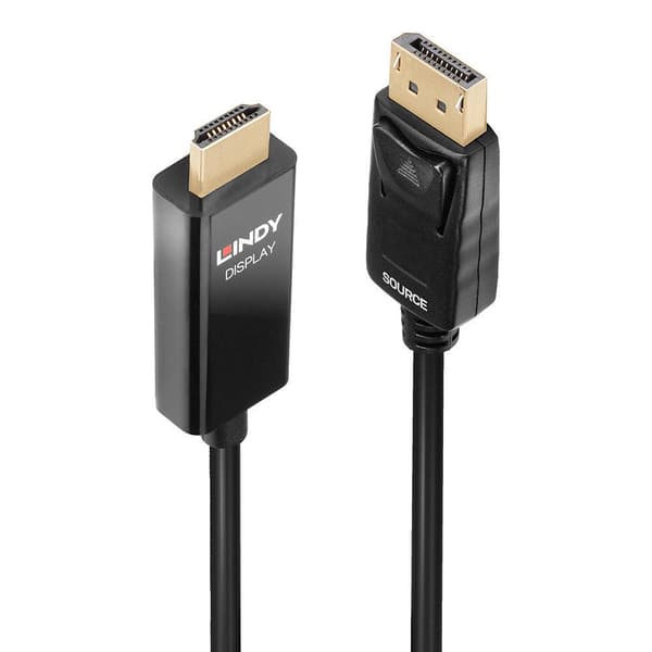 Lindy - Videokabel - DisplayPort / HDMI - DisplayPort (M) til HDMI (M) - 2.0m - skærmet - sort - rund, 4K-understøttelse, aktiv chip (40926)