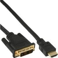 InLine - Videokabel - Single Link - HDMI / DVI - HDMI 19-pin (M) - DVI-D (M) - 1.0m - skærmet - (HDMI 1.3) - sort (17661P)