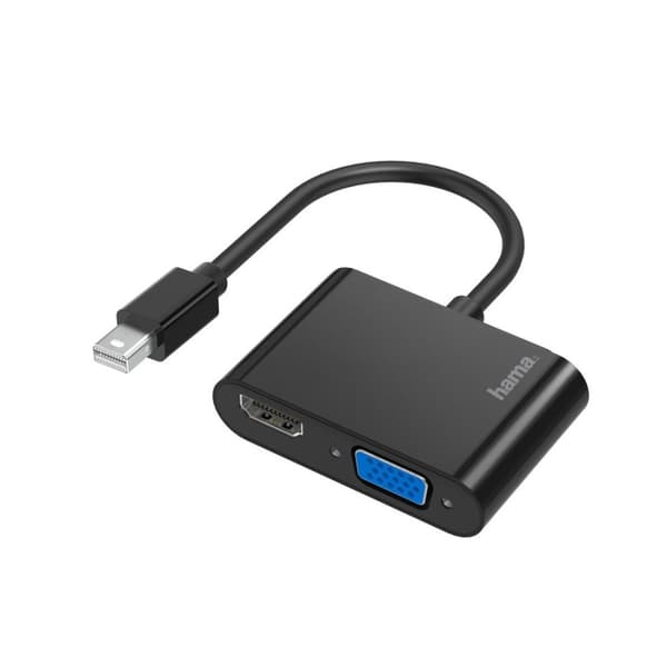 Hama MiniDisplayPort til VGA- og HDMI-adapter, 4K Ultra HD, Full HD (2-i-1-adapter med Mini DisplayPort-stik, HDMI-stik og VGA-stik til tilslutning af