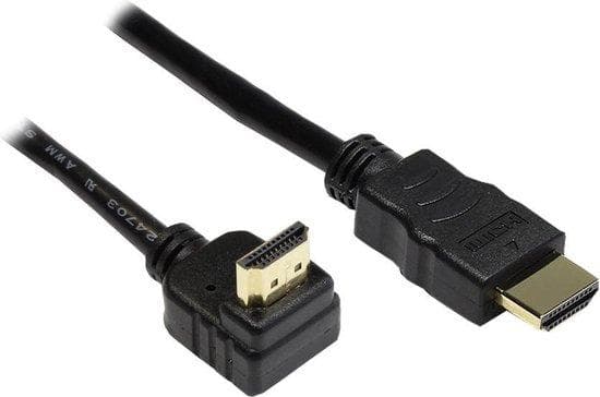 Hyvät liitännät - video-/ääni-/verkkokaapeli - kulma HDMI-liittimen yläosa - HDMI, 19-nastainen (M) - HDMI, 19-nastainen (M) - 1 m - kulmaliitin yläos