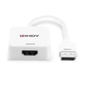 Miniatyrbild 3 av 5: Lindy - Video-/ljudkabel - HDMI, DC-kontakt 3,5 x 1,35 mm (W) till DisplayPort (M) - 9,5 cm - vit