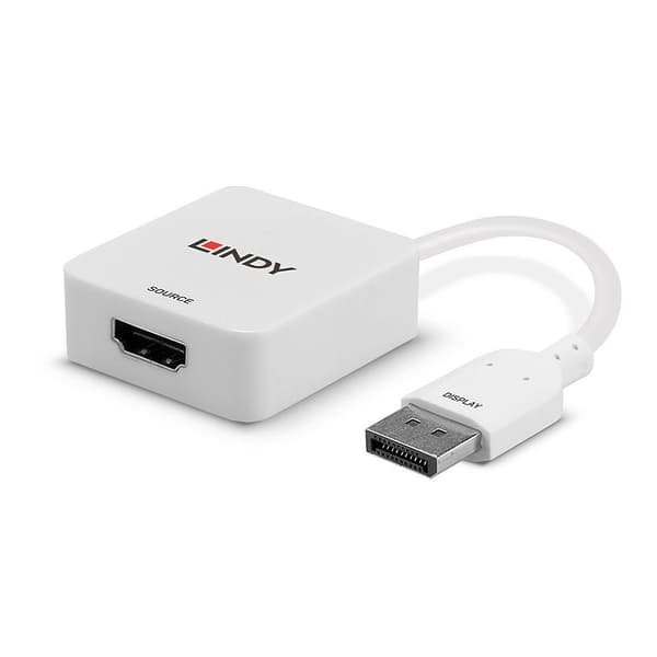 Lindy - Video-/ljudkabel - HDMI, DC-kontakt 3,5 x 1,35 mm (W) till DisplayPort (M) - 9,5 cm - vit