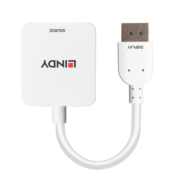 Lindy - Video-/ljudkabel - HDMI, DC-kontakt 3,5 x 1,35 mm (W) till DisplayPort (M) - 9,5 cm - vit