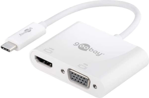 goobay 52430 multiport adapter USB-C til HDMI + VGA - opløsning op til 4k*2k@60Hz (HDMI) / 1920x1080p@60Hz (VGA) - spejler op til 3 skærme