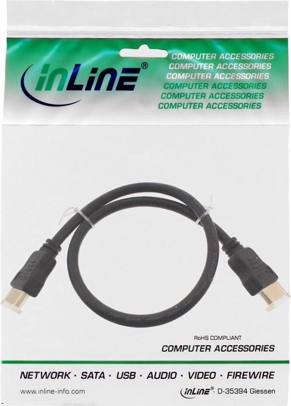 InLine HDMI-kaapelin versio 2.0 (4K 60Hz HDR) / musta - 7 metriä