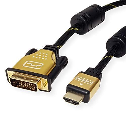 Roline Gold - videokabel - dual link - HDMI / DVI - DVI-D (M) til HDMI (M) - 2 m - skærmet - sort, guld - 4K-understøttelse