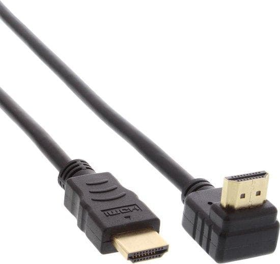 InLine High Speed - HDMI med Ethernet-kabel - HDMI (S) vinklet til HDMI (S) - 30 cm - sort - støbt, 4K-understøttelse (17033V)